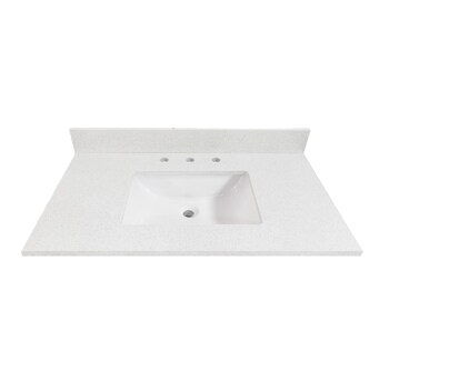 View 1 of allen + roth Meridian 37-in x 22-in White/polished Engineered Marble Undermount Single Sink Widespread