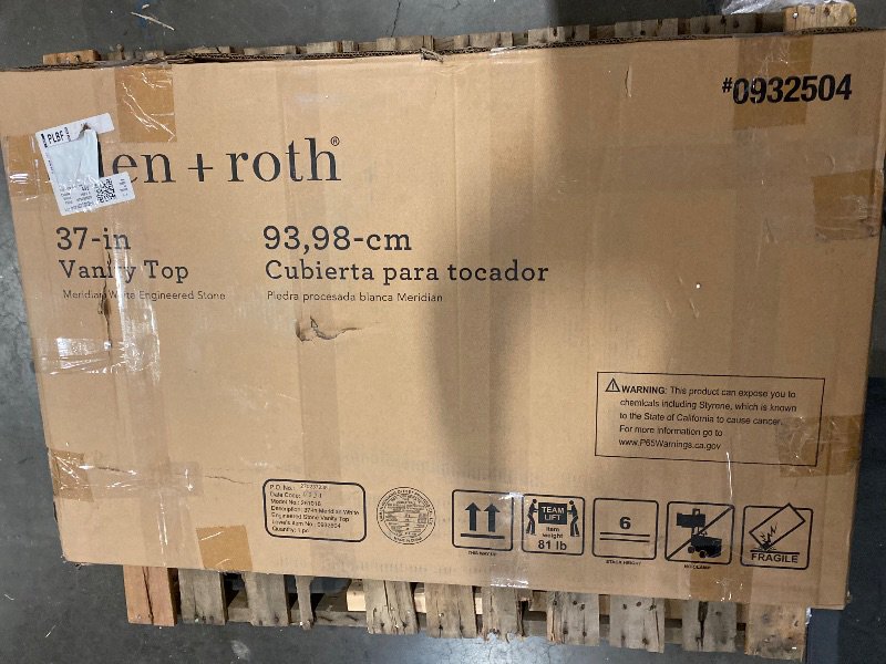 View 6 of allen + roth Meridian 37-in x 22-in White/polished Engineered Marble Undermount Single Sink Widespread