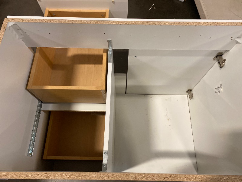 Photo 1 of Project Source Series 36-in Light Gray Bathroom Vanity Base Cabinet without Top