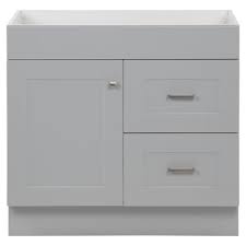 Photo 1 of Project Source Series 36-in Light Gray Bathroom Vanity Base Cabinet without Top