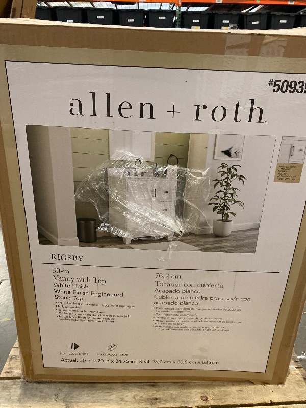 Photo 1 of allen roth Rigsby 30-in White Undermount Single Sink Bathroom Vanity with White Engineered Marble Top