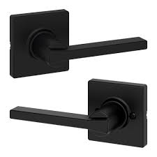 Photo 1 of Kwikset Casey Matte Black Interior or Bed/Bath Privacy Door Handle 4 -Pack