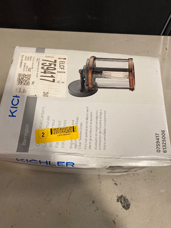 Photo 1 of Kichler Barrington 1 -Light 10-in H Distressed Black Hardwired Outdoor Wall Light