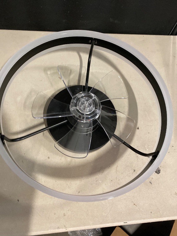 Photo 1 of Harbor Breeze Edenmore 20-in Color-Changing Integrated LED Flush Mount Matte Black with Clear Blades Fandelier Ceiling Fan With Light - Remote Included ( 5 -Blade )