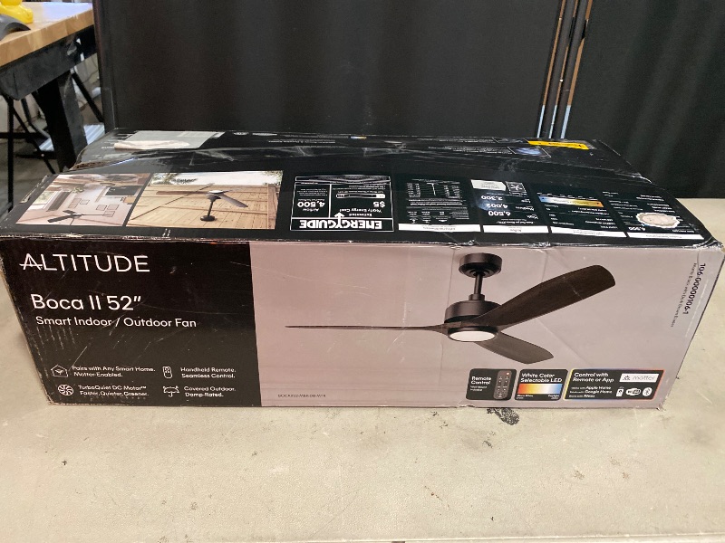 View 3 of ALTITUDE BOCA II 52-in Matte Black with Dark Brown Blades Color-Changing Integrated LED Covered Outdoor Smart Ceiling Fan With Light and Remote Included 3 -Blade