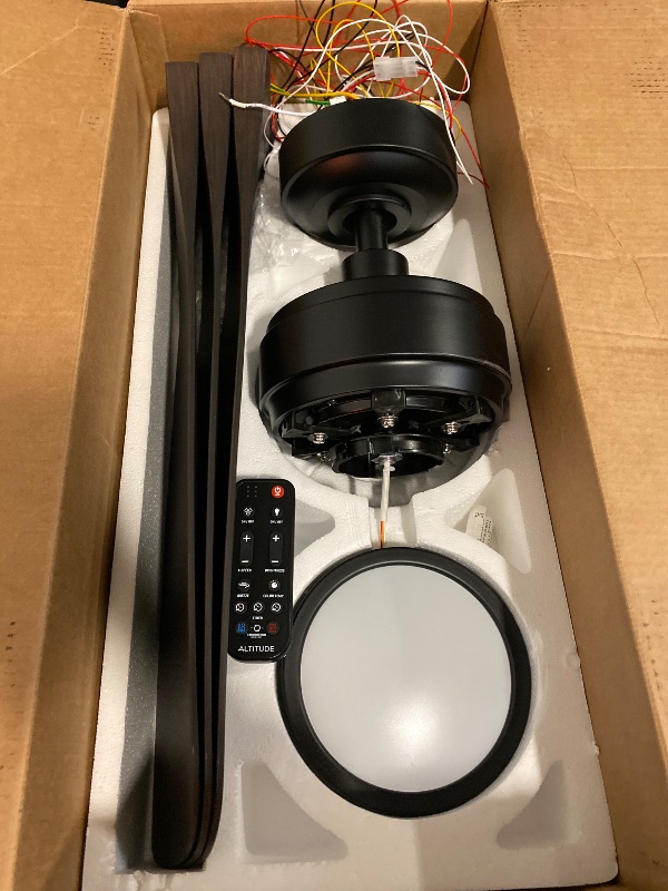 View 2 of ALTITUDE BOCA II 52-in Matte Black with Dark Brown Blades Color-Changing Integrated LED Covered Outdoor Smart Ceiling Fan With Light and Remote Included 3 -Blade