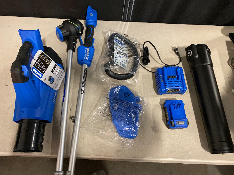 Photo 1 of Kobalt 24-volt Cordless Battery String Trimmer and Leaf Blower and 4 Ah (Battery and Charger Included)