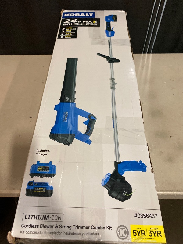 Photo 1 of Kobalt 24-volt Cordless Battery String Trimmer and Leaf Blower and 4 Ah (Battery and Charger Included)