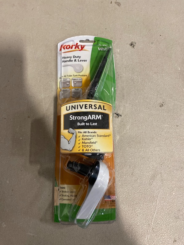 Photo 1 of Korky 6060BP Strongarm Toilet Tank Lever, Classic Style in White - Universal to Fit Front, Angled, Side, Left and Right Mount Toilets