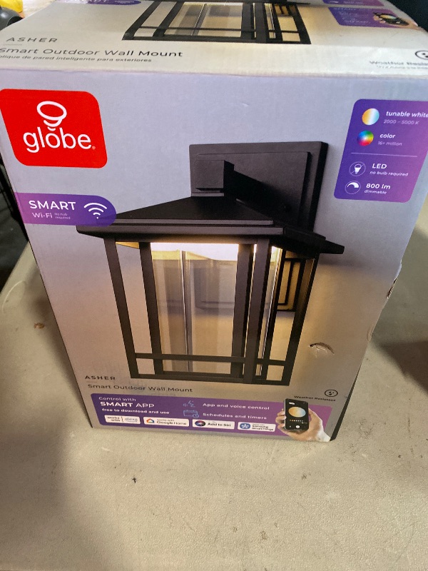 Photo 1 of Globe Electric 13.03-in H Matte Black Hardwired Integrated LED Outdoor Wall Light