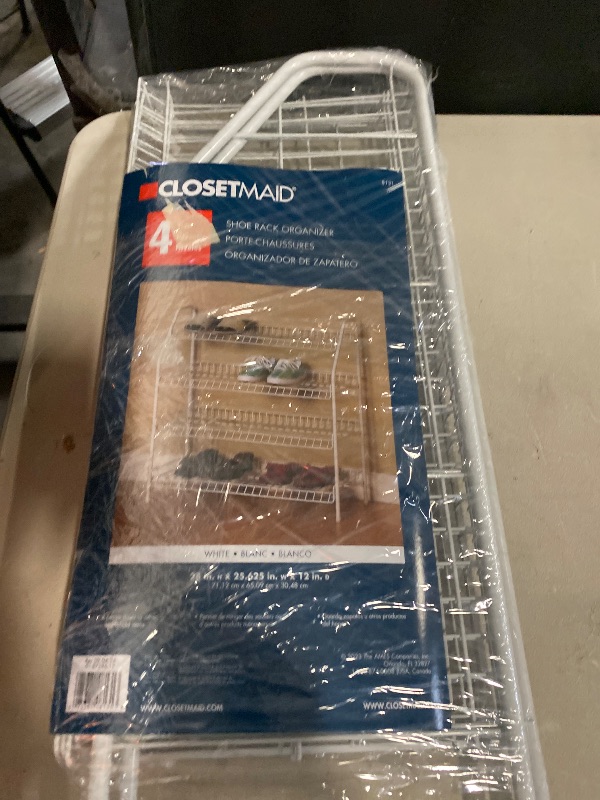 Photo 1 of ClosetMaid 4-Tier Wire Shoe Rack Organizer, White Finish, Easy to Assemble, Holds 12 Pairs, for Closet, Bedroom with Sturdy Design