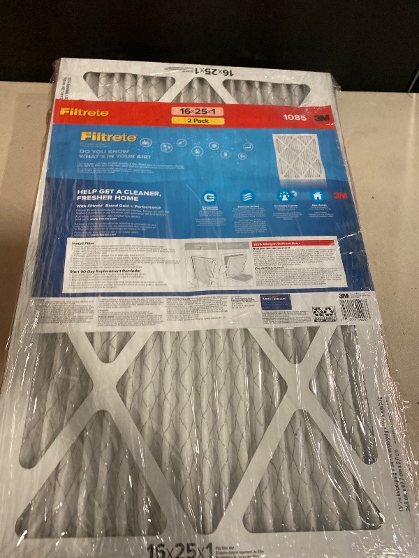 Photo 1 of Filtrete 16 x 25 x 1 MERV 11 1085 MPR Allergen Defense Extra Electrostatic pleated Air Filter 2 -Pack