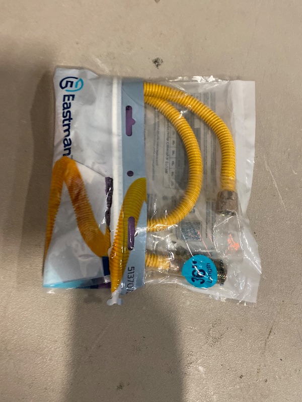 Photo 1 of Eastman 36 Inch x 3/8 Inch OD Flexible Gas Line Connector with (2) 1/2 Inch MIP Fitting Ends for Natural Gas and Liquid Propane, Stainless Steel, Yellow, 10YE505036B