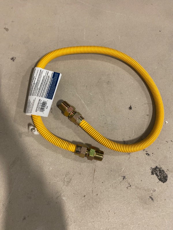 Photo 1 of Eastman 36 Inch x 1/2 Inch OD Flexible Gas Line Connector with (2) 1/2 Inch MIP Fitting Ends for Natural Gas and Liquid Propane, Stainless Steel, Yellow, 20YE505036B