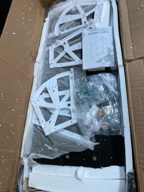 Photo 1 of Lamerge Shoe Storage Cabinet for Entryway, Free Standing Shoe Organizer with 2 Flip Drawers?Hidden Shoe Rack Storage Organizer for Doorway Hallway Closet, Black