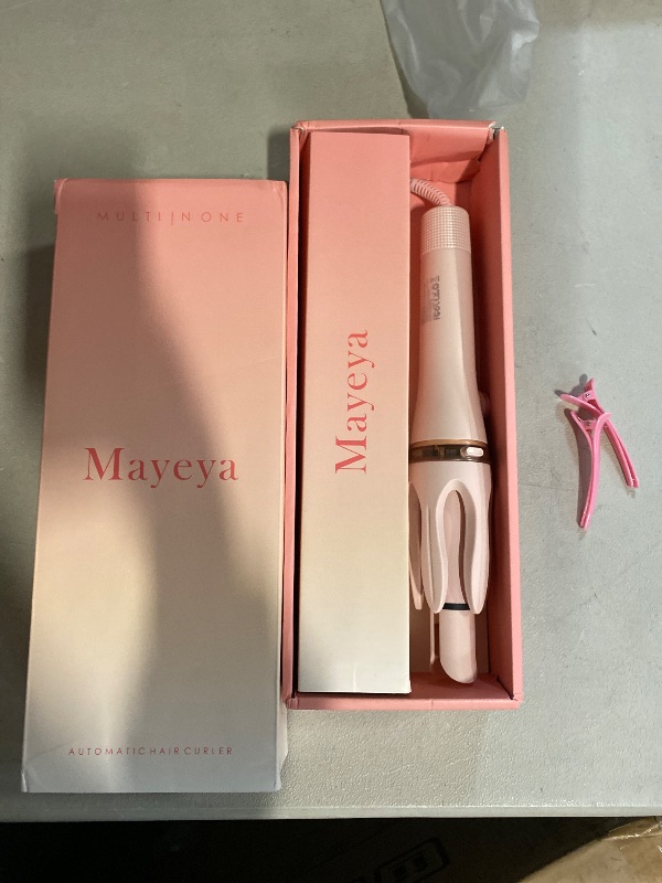 Photo 1 of Auto Hair Curler, Automatic Curling Iron with 4 Temperature & 3 Timer, Automatic Shut-Off, Anti-Scald, Anti-Tangle Rotating Curling Wand for Hair Styling, Pink