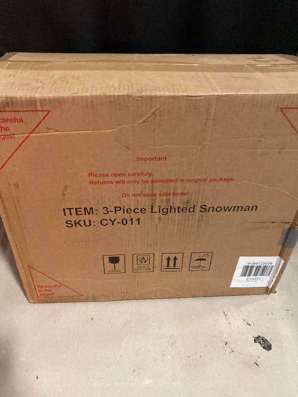 Photo 1 of 3-Piece 2D Light-Up Christmas Snowman Family Set - Large Outdoor Yard Decoration Holiday Decor with 80 LED Warm White Lights