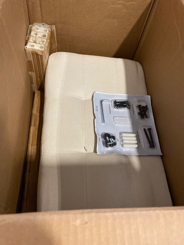 Photo 1 of MAISON ARTS Bar Stools Set of 3 Counter Height for Kitchen Counter Solid Wood Legs with Fabric Saddle Seat Farmhouse Barstools for 34"-38" Counter Island Upholstered Stools, 24in, Creamy White