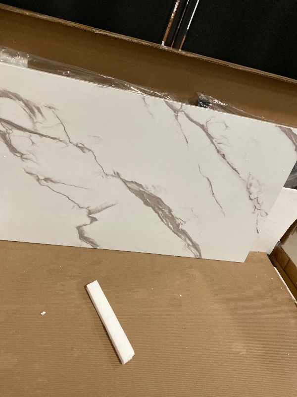 Photo 1 of AWQM Faux Marble Coffee Table for Living Room with Round Corners,2 Tier Living Room Table with Storage Shelf,Rectangular Coffee Table Center Table for Small Spaces,White