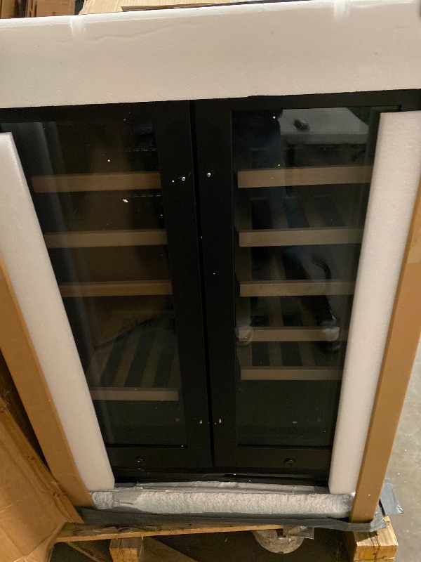 Photo 1 of Wine and Beverage Refrigerator Black, 24 Inch Beverage Cooler Under Counter Dual Zone with Glass Door&Lock, 18 Bottles and 68 Cans Large Capacity for Beer Soda Drink, Built-In or Freestanding Fridge