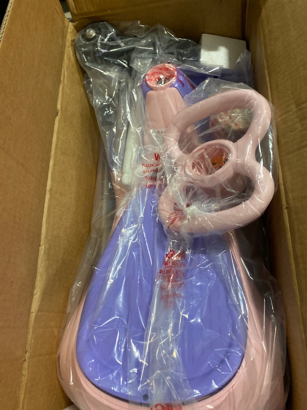 Photo 1 of 12V Electric Wiggle Car with Pedal, Rechargeable Battery, Toddler Ride-On Toy for Max 160 Lbs Load, 2 in 1 Swing Scooter with 3 Speeds, Anti-Rollover, Flashing Wheel for Kids Ages 3 and Up, Pink+Purple