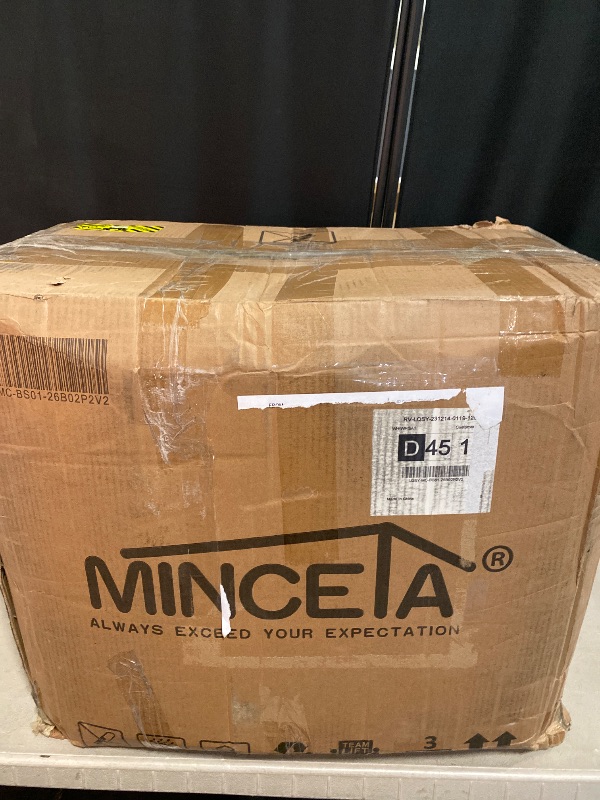 Photo 1 of MINCETA Bar Stools Set of 2, 26 Inch Upholstered Barstools with Low Tufted Back and Foot Rest, Swivel Counter Height Barstools for Kitchen Island Home Bar Performance Fabric Beige & Gray