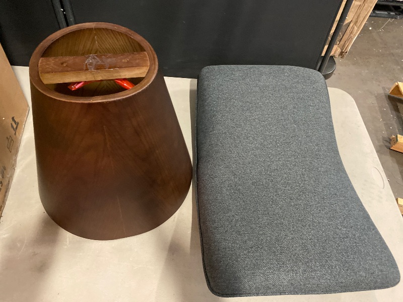 Photo 1 of MINCETA Vanity Stool,17" Modern Ottoman Foot Rest with Upholstered,Makeup Vanity Chair for Bedroom and Living Room,Performance Fabric in Gray with Walnut Oak Color Base