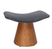 Photo 1 of MINCETA Vanity Stool,17" Modern Ottoman Foot Rest with Upholstered,Makeup Vanity Chair for Bedroom and Living Room,Performance Fabric in Gray with Walnut Oak Color Base