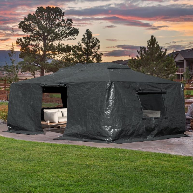 Photo 1 of Domi 82.28 x 14.96 x 7.87 inch Winter Gazebo Cover, All Season Universal Waterproof Enclosed Cover with Sidewalls & , Heavy Duty All-Weather Outdoor Protection (Grey)