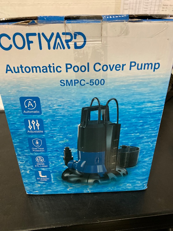 Photo 1 of Cofiyard 1/2 HP Automatic Pool Cover Pump 3148 GPH Submersible Sump Pump Inground & Above Ground, Heavy Duty Water Pump with 25 Feet Power Cord for Swimming Pool Garden Pond Basement Window Well