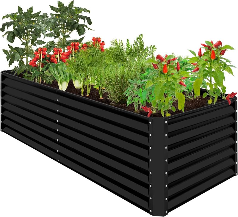 Photo 1 of Best Choice Products 8x4x2ft Outdoor Metal Raised Garden Bed, Deep Root Planter Box for Vegetables, Herbs & Flowers, 478-Gallon Capacity, 100% Non Toxic Materials - Black