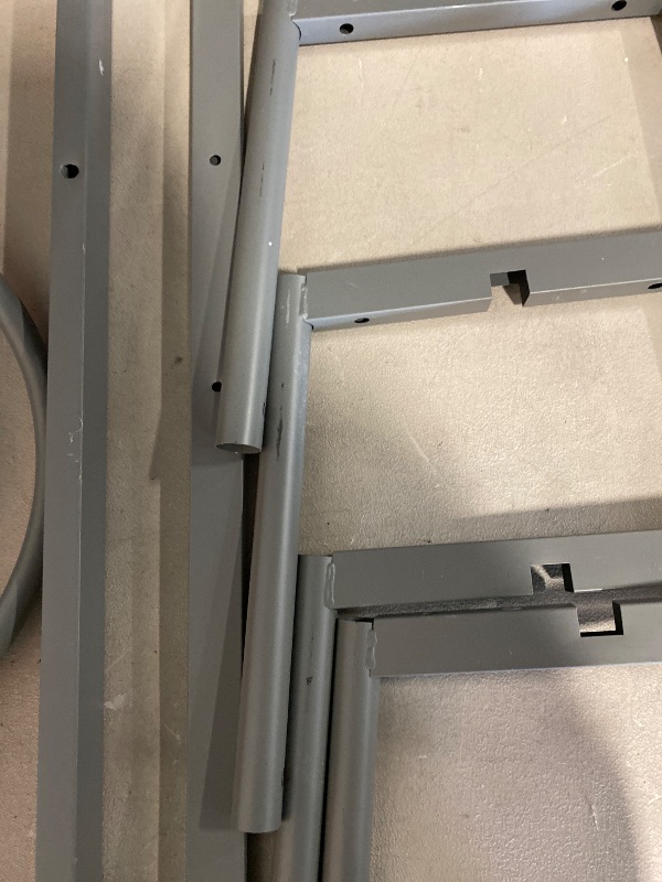 Photo 1 of AWQM 3-Piece Bar Table and Chairs Set, Modern Glay Table with 2 PU Cushion Bar Stools, Kitchen Counter with 3 Tier Storage Shelves, Space Saving Table for Home & Kitchen, 