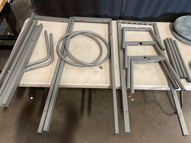 Photo 1 of AWQM 3-Piece Bar Table and Chairs Set, Modern Glay Table with 2 PU Cushion Bar Stools, Kitchen Counter with 3 Tier Storage Shelves, Space Saving Table for Home & Kitchen, 