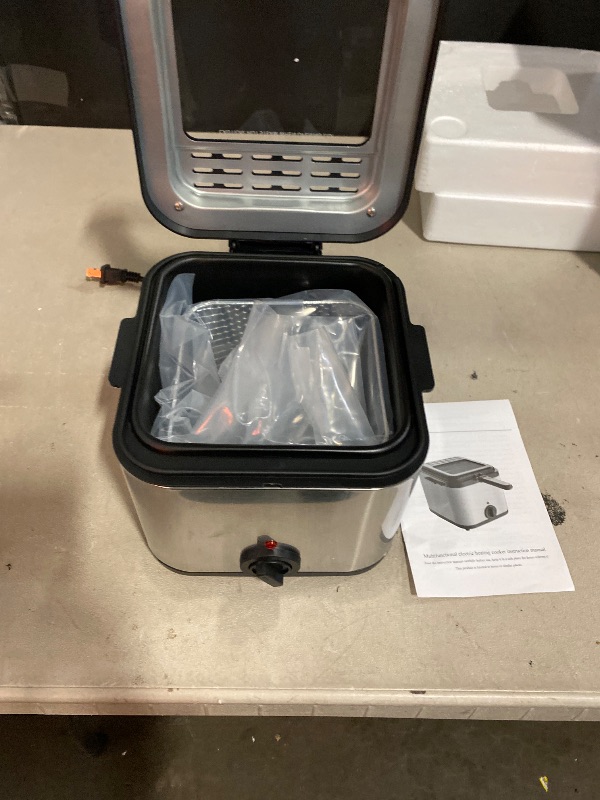 Photo 1 of Deep Fryer 2.64qt, Electric Deep Fryer with Basket for Home Use, 1000W Stainless Steel Oil Fryer with Adjustable Temperature, Anti-Scald Handle, Tabletop Countertop Kitchen Appliance