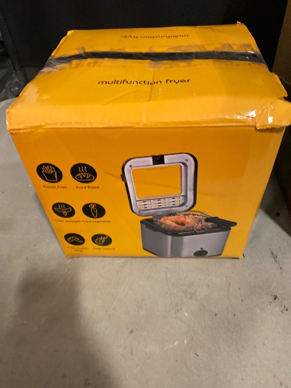 Photo 1 of Deep Fryer 2.64qt, Electric Deep Fryer with Basket for Home Use, 1000W Stainless Steel Oil Fryer with Adjustable Temperature, Anti-Scald Handle, Tabletop Countertop Kitchen Appliance