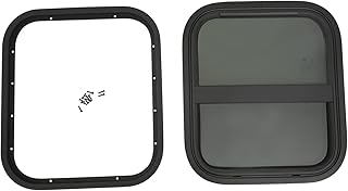 Photo 1 of Vertical RV Window, 14" W X 16" H Vertical Sliding Glass Window, Fit for 0.08-0.24" or 1.89-2.17" Thickness Wall, Replacement Window with Trim Rings and Screws for Campers Trailers