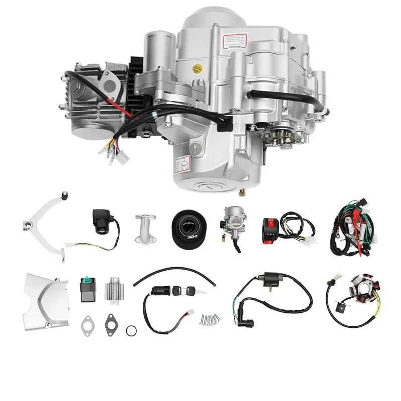 Photo 1 of 125CC 4 Stroke Electric Start Engine Motor 4 Speed Single Cylinder Air-Cooled Engine Semi Auto Horizontal Engine for ATV Dirt Pit Bike Go Kart Quad Buggy(3 Forward 1 Reverse)