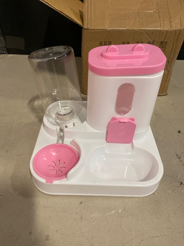 Photo 1 of Gravity Cat Feeder and Water Dispenser, 2 in 1 Automatic Cat Feeder, 2 Pack Large Capacity Self Feeding for Small Medium Dog Puppy Kitten Pink
