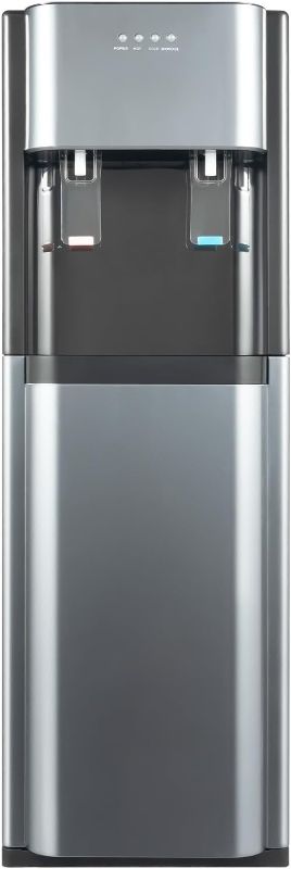 Photo 1 of Bottom Loading Water Cooler Water Dispenser, Hot & Cold Water Dispenser for 5 Gallon Bottle with Detachable Water Collection Box and Heat-Sink Holes for Offices Nurseries Both Home Etc (Dark Grey)
