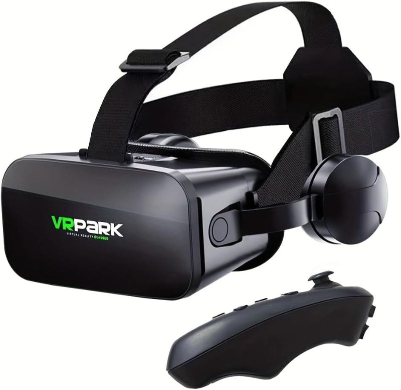 Photo 1 of Virtual Reality Headset, Black VR Glasses with Controller, 3D Video Gaming Mobile Headset for Smartphones