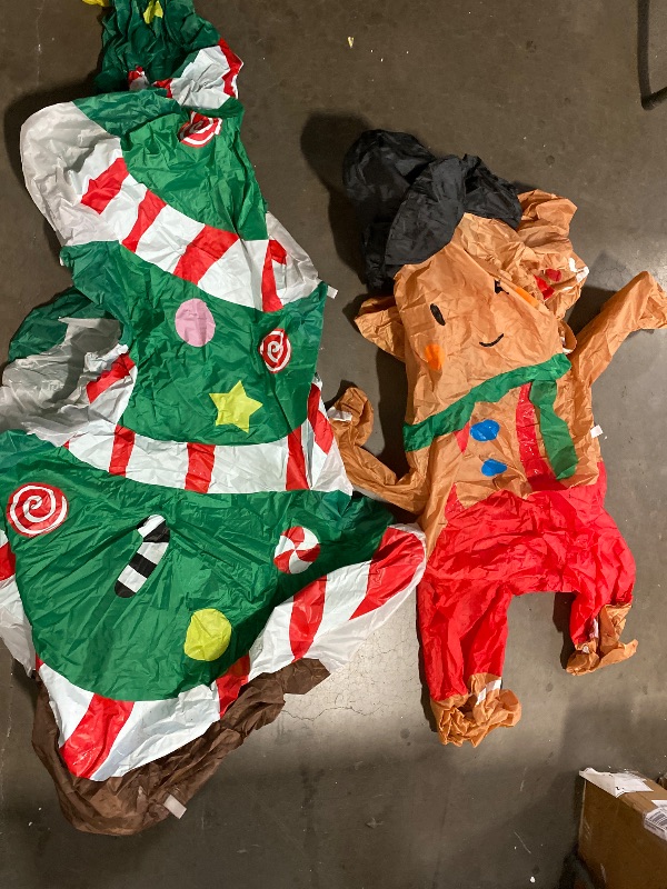 Photo 1 of GVDV 8FT Inflatable Christmas Tree with Gingerbread Man Clearance,Giant Outdoor Christmas Inflatables Decoration with Bright LED Lights,Fast Blow Up Christmas Lawn Inflatables with Stakes & Sandbags