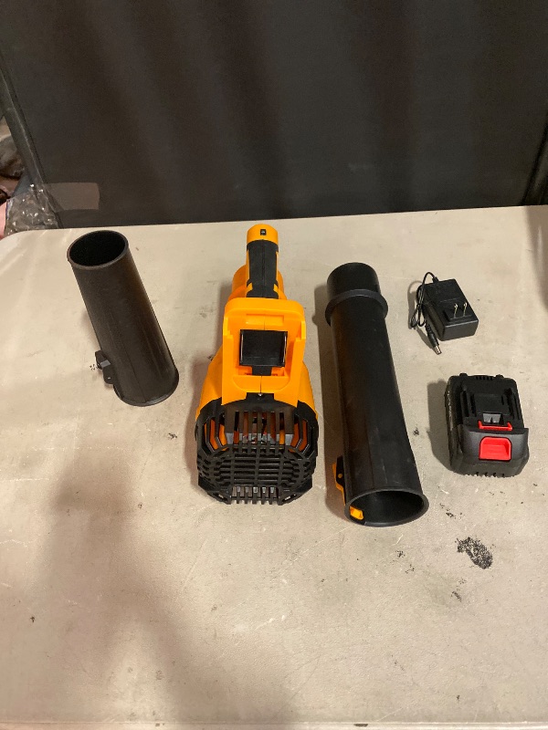 Photo 1 of 21V Cordless Leaf Blower with 6.0 Ah Battery | Lightweight, Hand-Held for Efficient Yard and Garden Cleaning | Includes Charger | Ideal for Patio, Lawn, Backyard, and Garage
