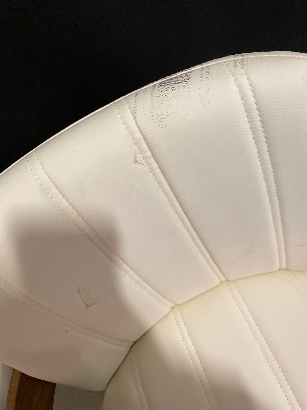 Photo 1 of Mid Century Modern Beige Faux Leather Upholstered Dining Chairs Set of 2,Armless Accent Chairs with Sturdy Natural Wood Legs,Bamboo Backrest Support for Kitchen&Dining Room Chairs