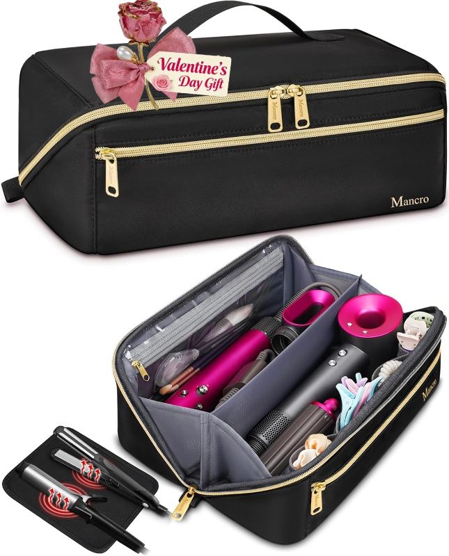 Photo 1 of Mancro Hair Tools Travel Bag Compatible with Shark Flexstyle, Wide-open Hot Hair Tool Organizer with Separate Heat Resistant Mat, Hair Accessories Organizer for Straighteners, Curling Iron