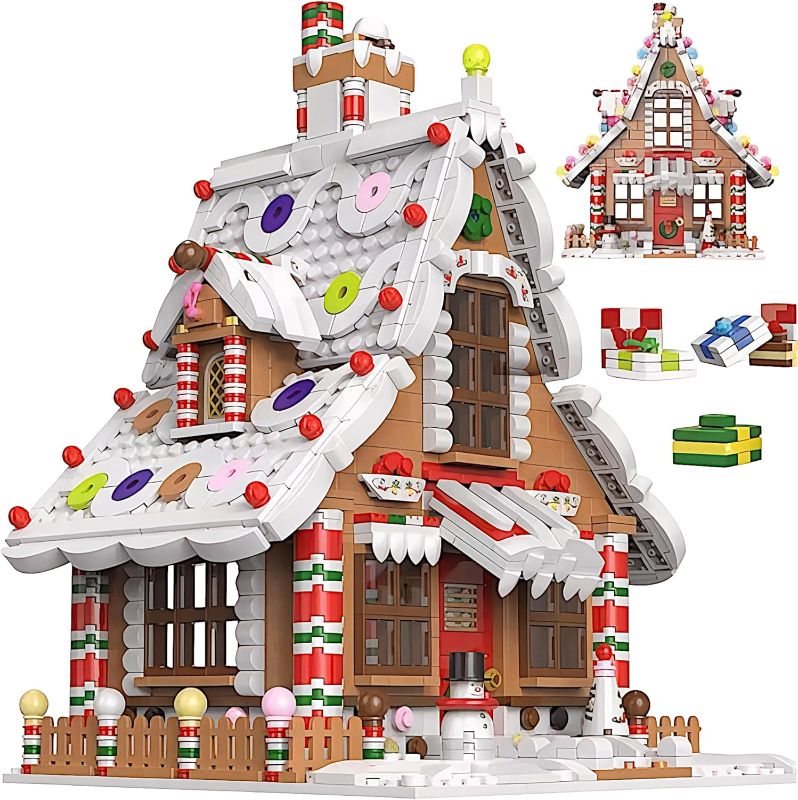 Photo 1 of General Jim's Christmas Gingerbread House kit Building Block Bricks Set, A Great Holiday Present Idea for Christmas (1,455 Pieces) Modular Building Great for Teens and Adults