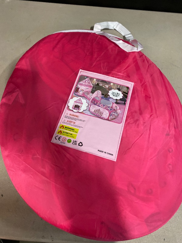 Photo 1 of 3PC Princess Tent for Girls with Kids Ball Pit and Crawl Tunnel for Toddlers, Pink Pop Up Playhouse Toys Indoor& Outdoor for Birthday Gifts