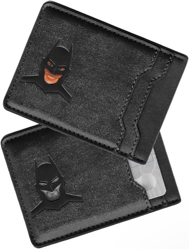 Photo 1 of Leather Hero ID Wallet for Men and Woman - Stylish Superhero Design, Durable Bifold Wallet with Multiple Card Slots, Cash Compartment, and Iconic Logo - Gift for All (Batmen)