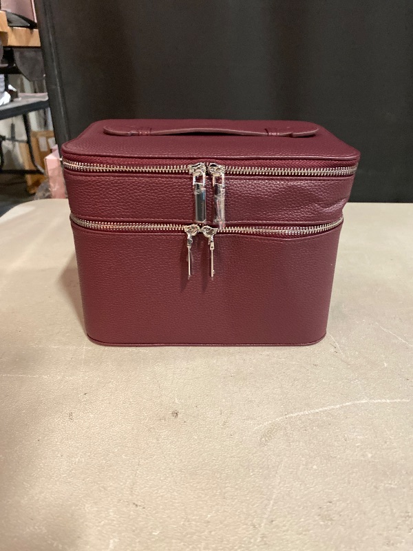 Photo 1 of Large Capacity High Quality Makeup Case - Double Layer Cosmetic Organizer with Removable Dividers, Double Compartment Brush Holder, Travel Bag, Zipper Closure for Professional & Product () - Beauty Career &