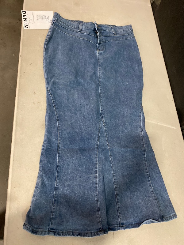Photo 1 of Size XXL Vintage Slim High Waist Split Mermaid Skirt Women Plus Size Long Skirt Bag Hip Female Casual Fashion Denim Skirt Autumn New-Blue-XXL