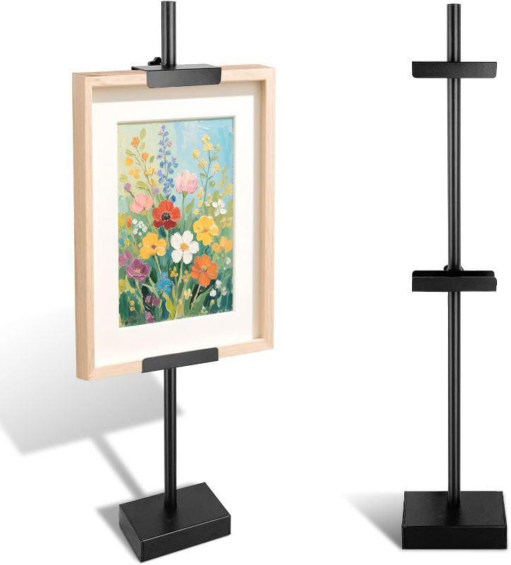Photo 1 of Adjustable Tabletop Easel Stand-Up to 29" H Frame Holder Stand Table Easels for Picture Frames Metal Standing Easel Display Stand for Signs, Display, Artwork, Canvas, Decorative Stand(Black)